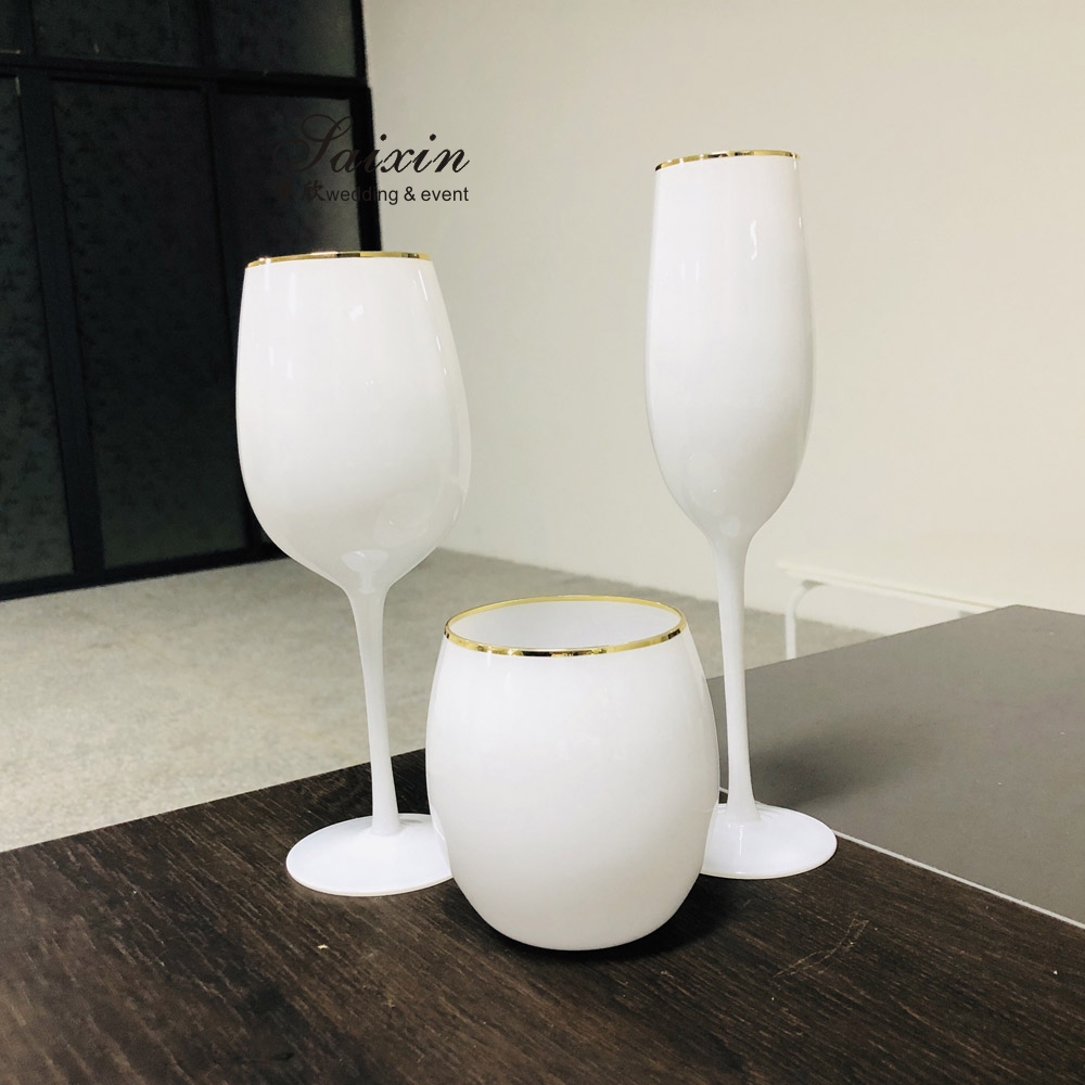 ZT-G004 new wedding tableware favors white colored water wine champagne glass set