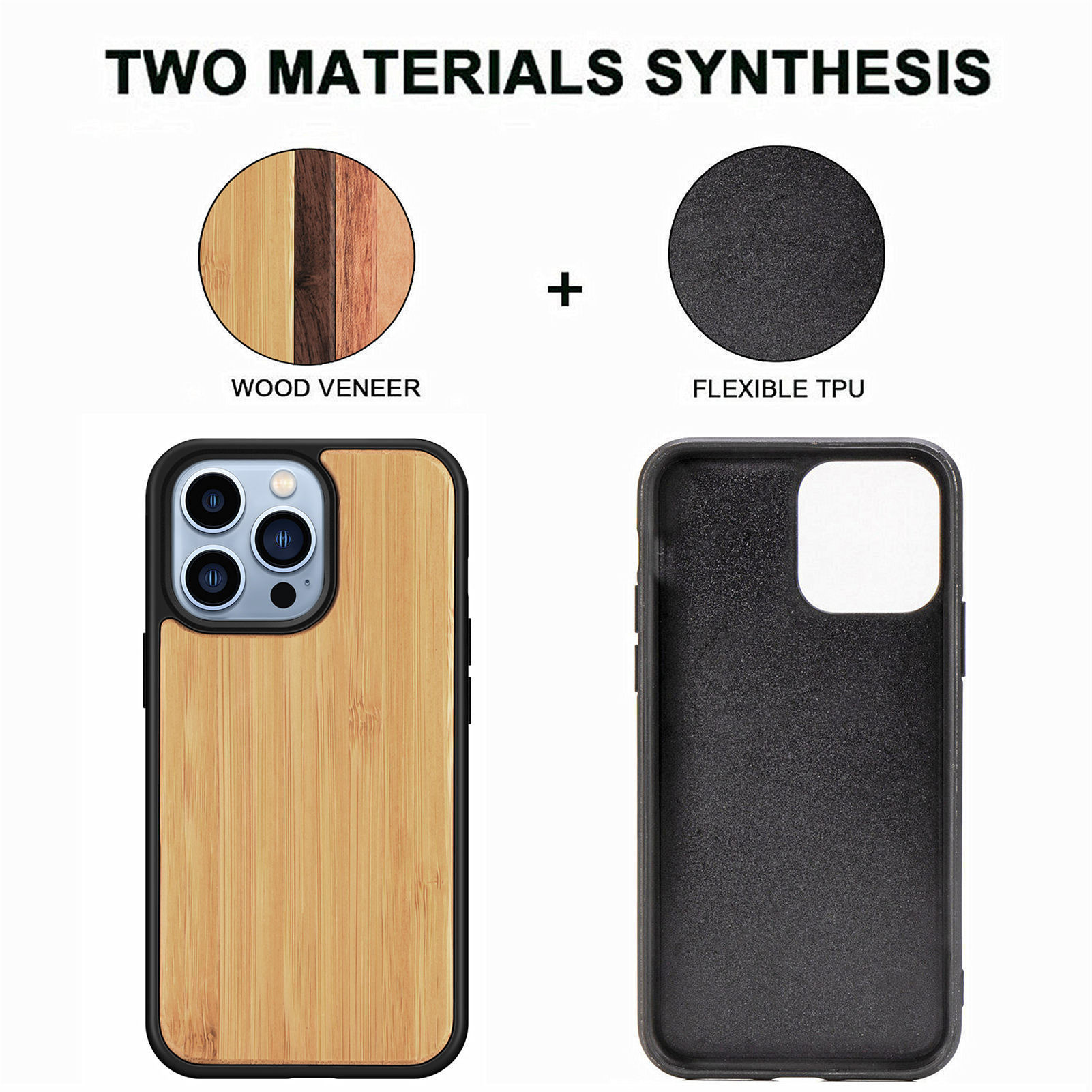 Personalised Carved Wooden Phone Case Bamboo Mobile Cover Walnut Shockproof