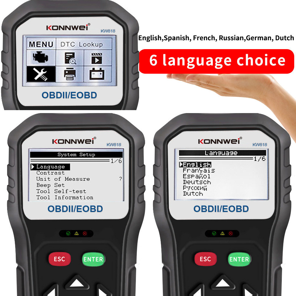 Multi - Functional Konnwei Scan Tool KW818 Auto Diagnosis Machine For All Cars
