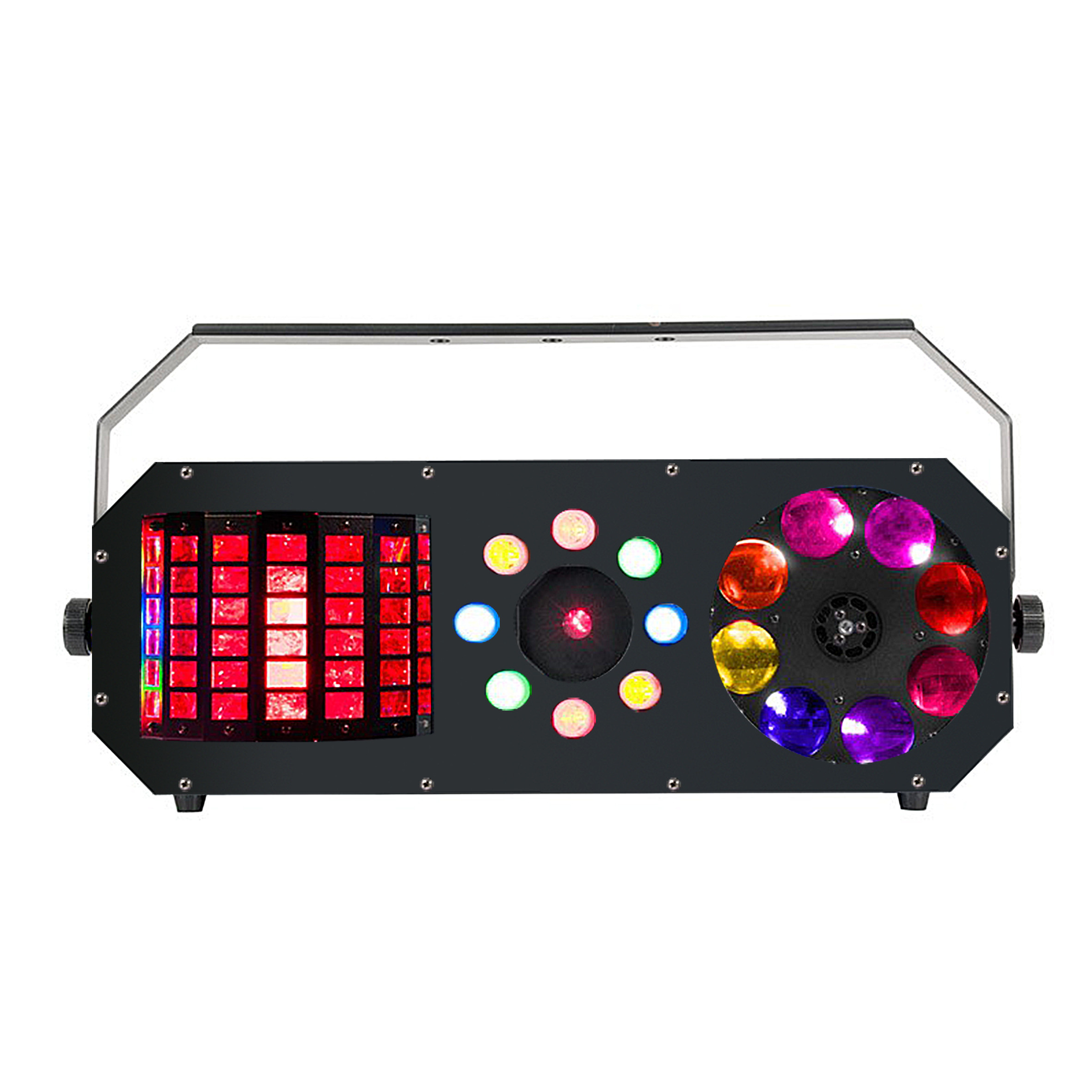 Gobo Effect, Moonflower Effect, Strobe/Chase and green & red laser LED Effect Light