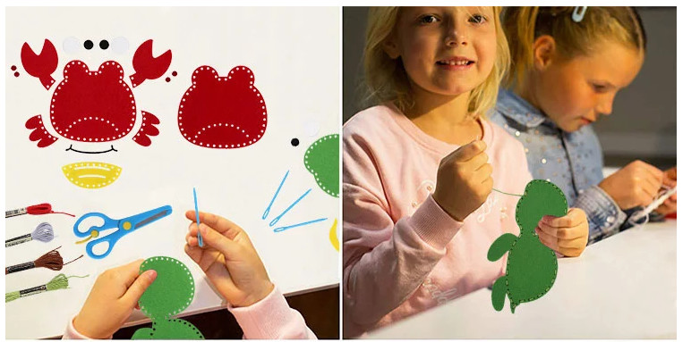 Felt Nonwoven Cloth Sewing with Safe Plastic Niddles for Kids Children Creative DIY handcraft Animals Bags OEM ODM