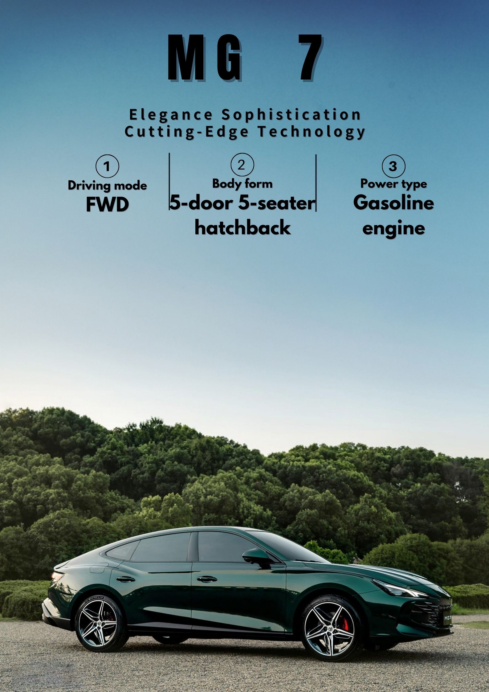 2023 MG 7 Auto 2.0T Beauty Edition Gasoline Car Sedan with ABS and Panoramic Sunroof