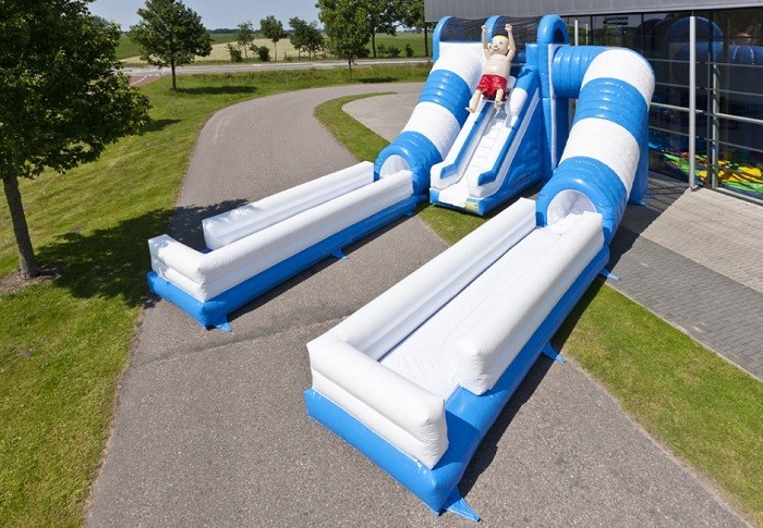 Blue / White Tunnel Commercial Inflatable Slide Safety Giant Inflatable Slide Rental