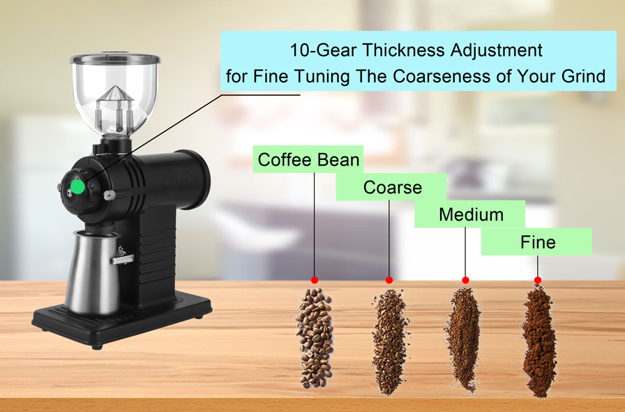 Home 10-Gear Coffee Bean Grinder with 75mm Ghost Burr Carton Size 44*39*34cm GW 12kg