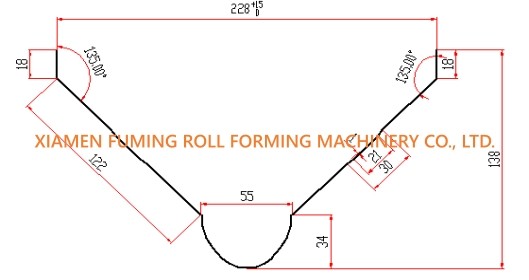 Custom Ridge Capping Roll Forming Machine 7.5KW Hydraulic Cutting