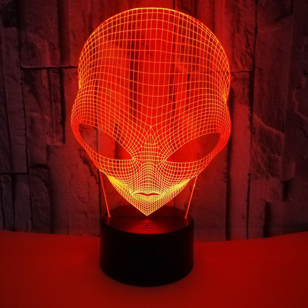 Martian shape OEM company logo 7 color 3D touch night light USB desktop colorful small table lamp