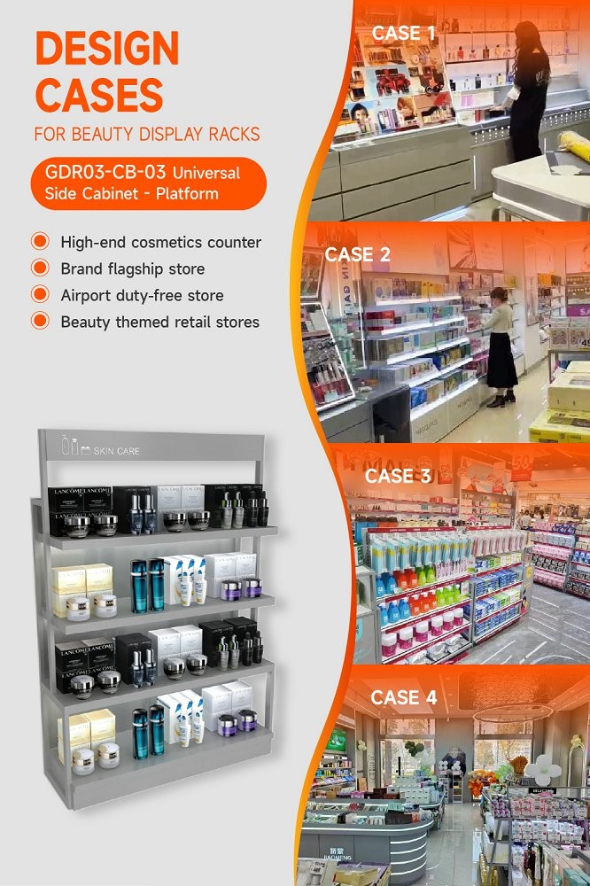 GDR03-CB-03 Universal Side Cabinet with 40mm Soft Film Light Box and Grey Edge Banding for Fashion Boutiques