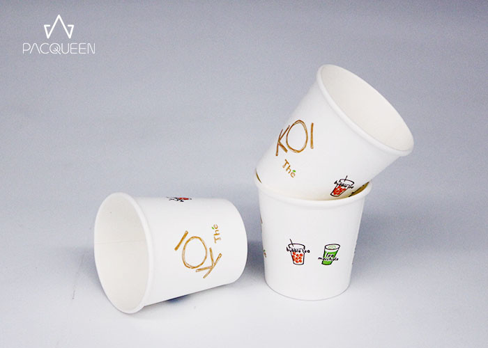 Virgin White Paper Hot Cocoa Cups Food Grade Ink Printing Eco Friendly