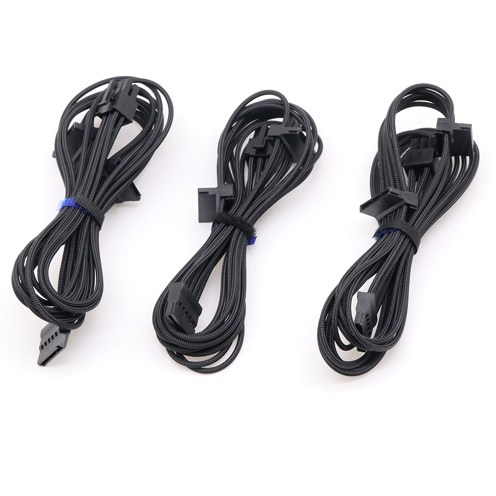 ATX Braided Sleeved Extension Power Supply Modular Cable Kit Modular Cable for Power Supply Length 630mm Gold Pink