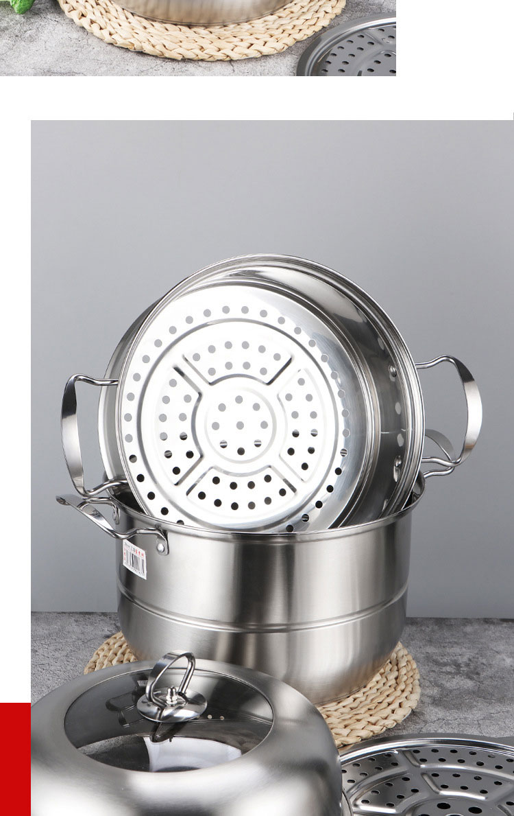 Good Quality Stainless Steel Mirror Polishing Cooking Steamer Induction Cookware Pot Steamer Pot With SS Handle
