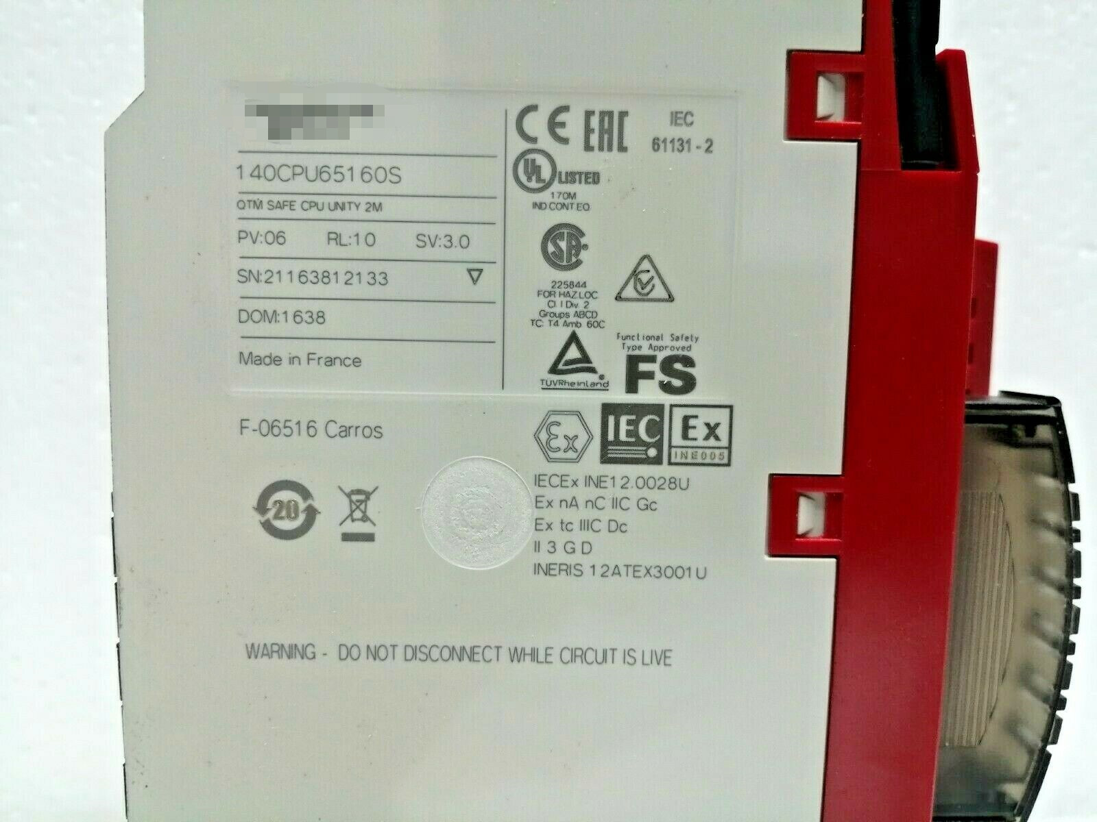 Schneider Modicon Quantum 140CPU65160S UNITY PROCESSOR QUANTUM 1024KB 266MHZ