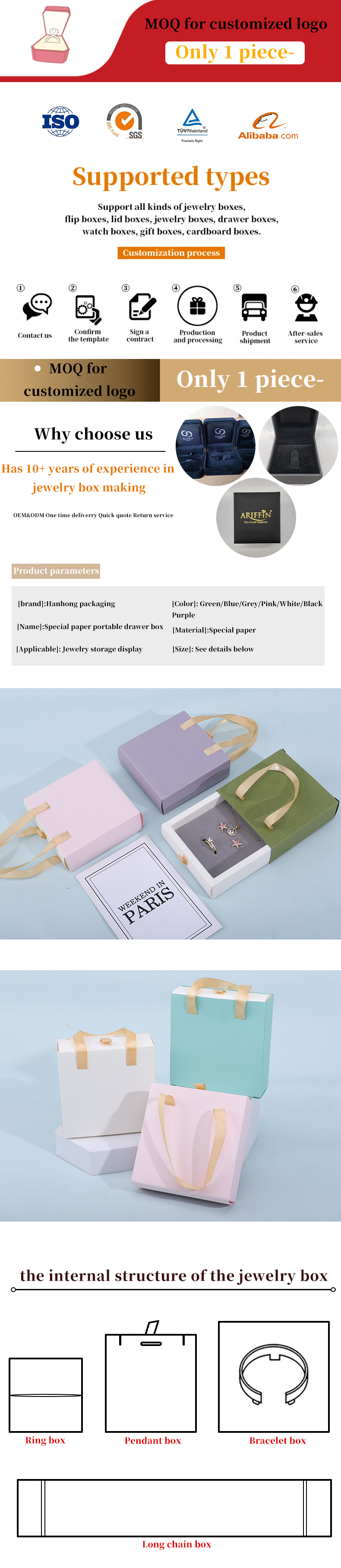 Discreet Cardboard Paper Jewelry Gift Packaging Box With Tote Bag For Storage
