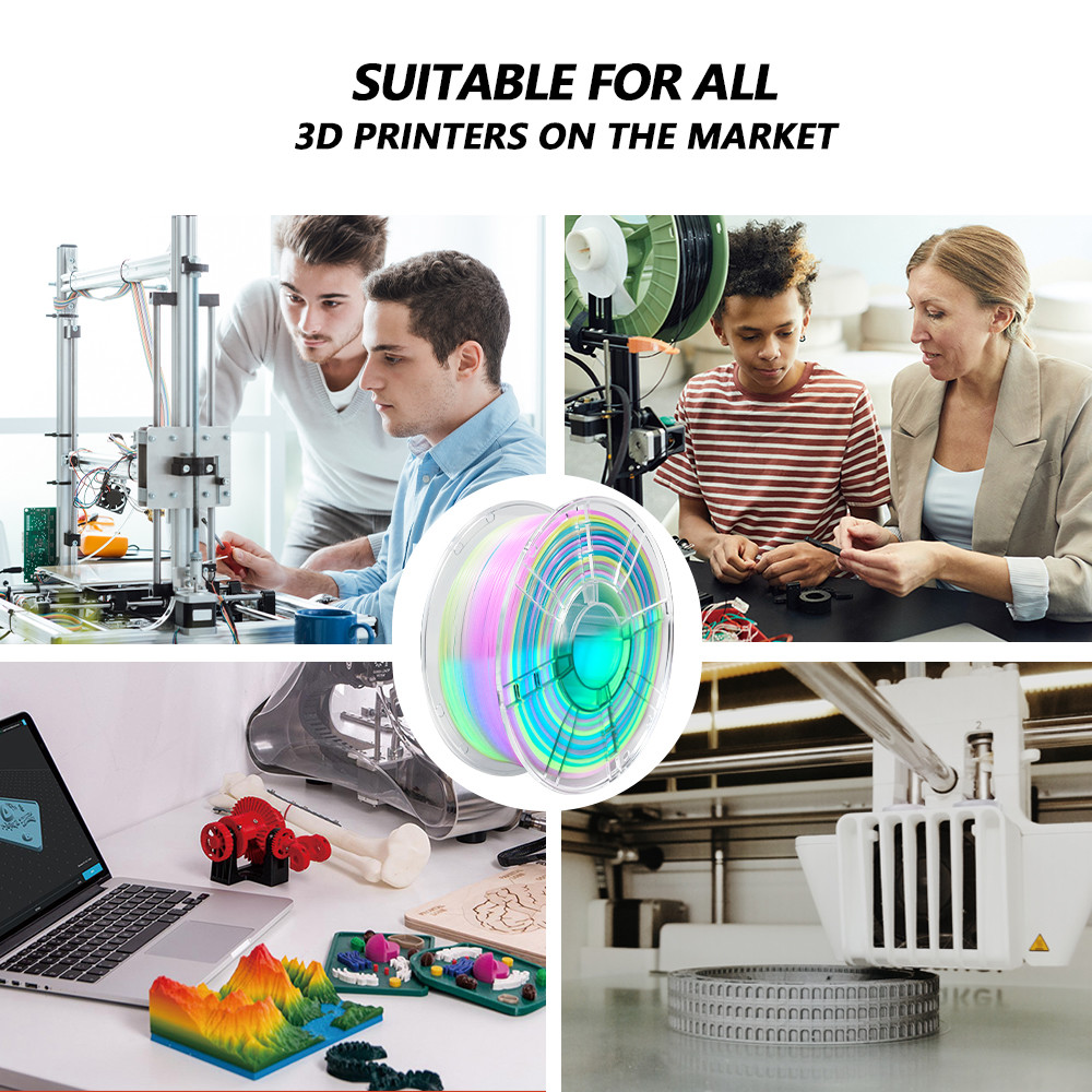 High Strength PLA+Filament For 3D Printing Glow Rainbow 1.75mm 3d Printing Filament
