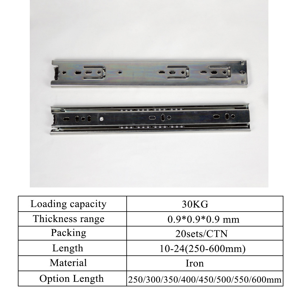 45mm Zinc Telescopic Channel Drawer Ball Bearing Slide