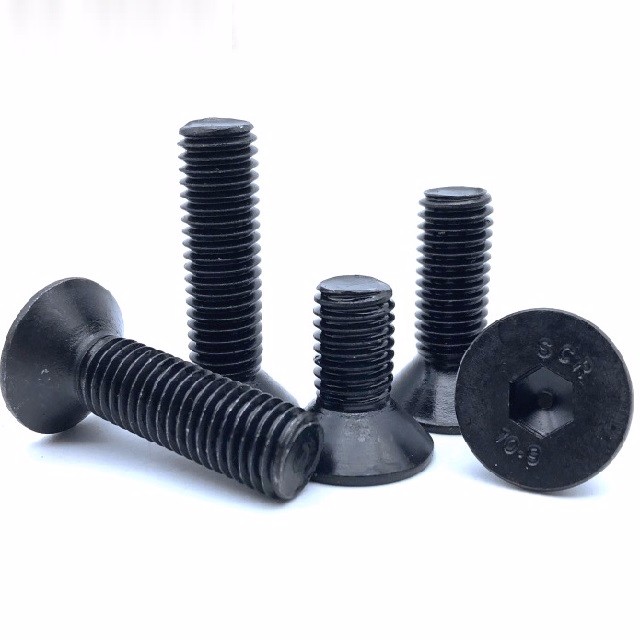 High Strength DIN7991 Black Zinc Steel Flat Head Hex Socket Screw for Heavy Machinery