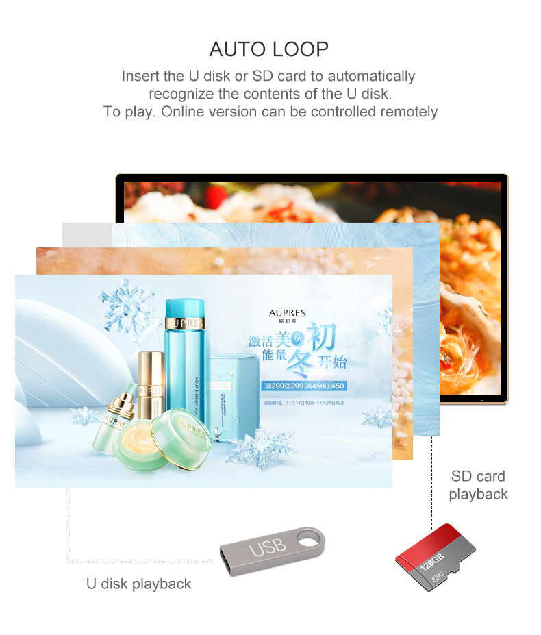 1920x1080 32 Inch Milk Tea Shop Catering Hang Touch Screen LCD Display TV