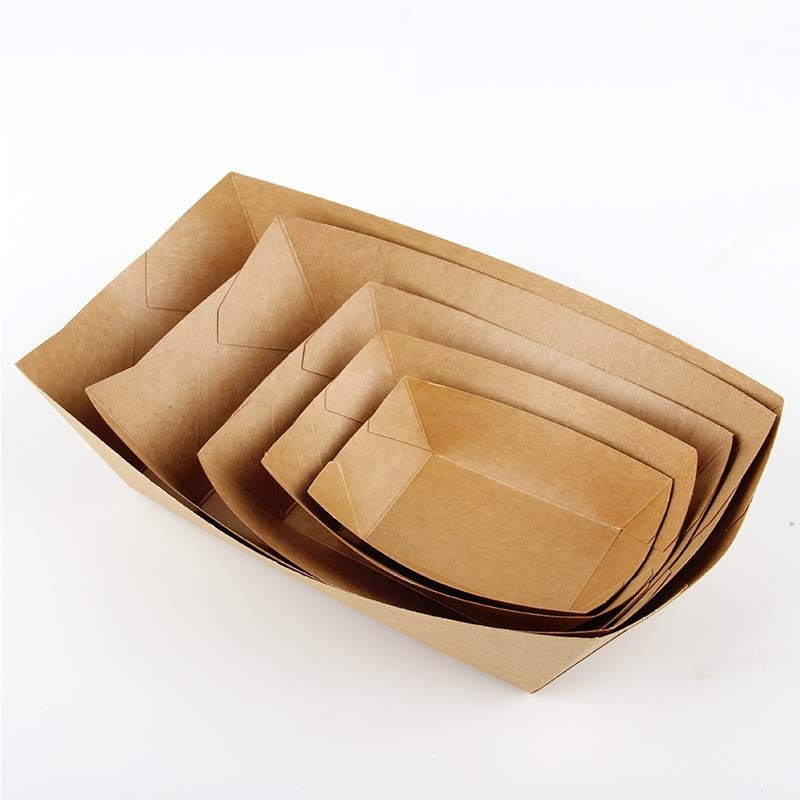 Eco-friendly Square Food Tray for Biodegradable Takeaway Sushi Sandwich Kraft Paper Box
