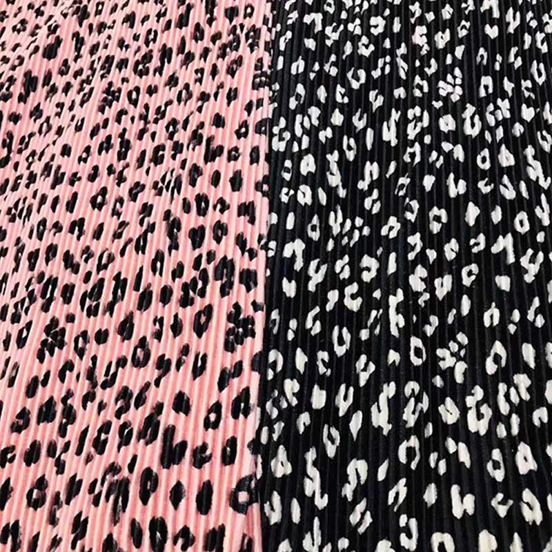 Leopard Pleated Printed Woven Fabrics 150cm