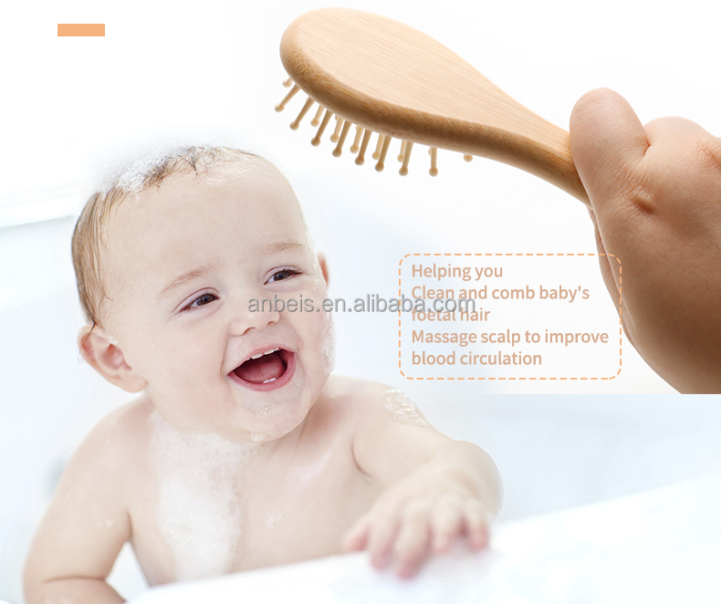 Customized Wood Baby Brush Set With Soft Bristles Natural Goat Hair 4Pcs