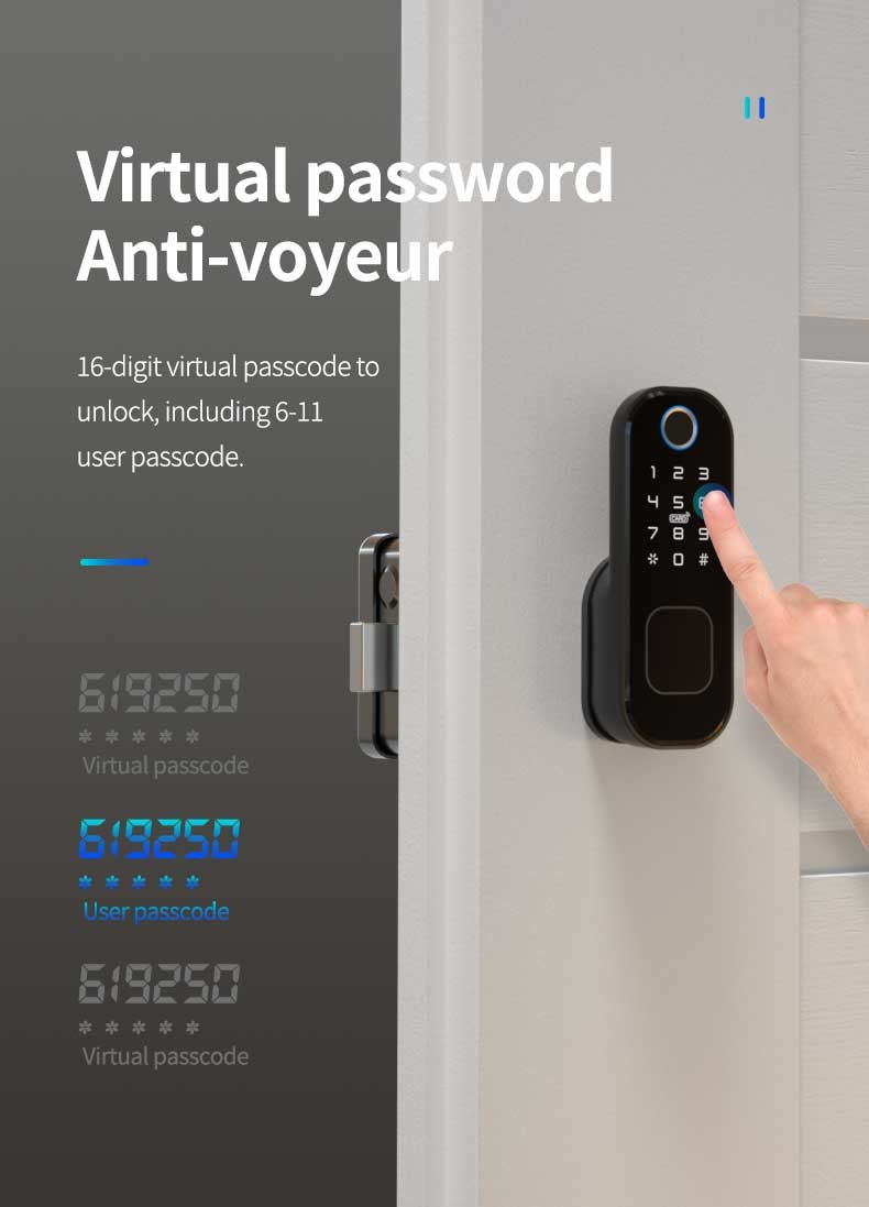 Waterproof Smart Electric Rim Lock with Tuya Smart Life APP WIFI Outdoor Gate Door Fingerprint Lock