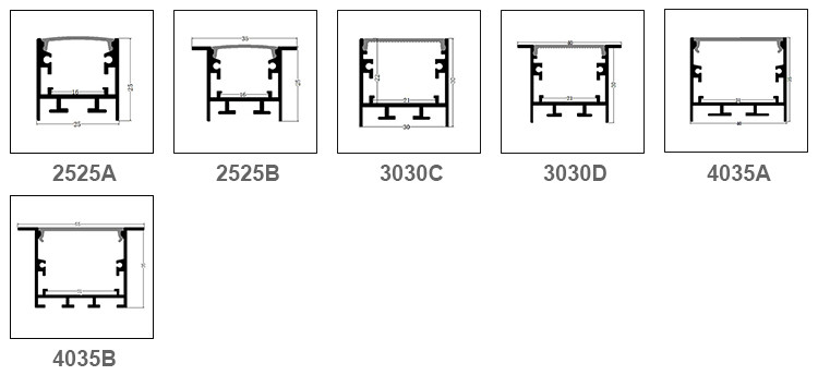 6063-T5 Ceiling Wall Mount LED Aluminum Profile 1m 2m 3m
