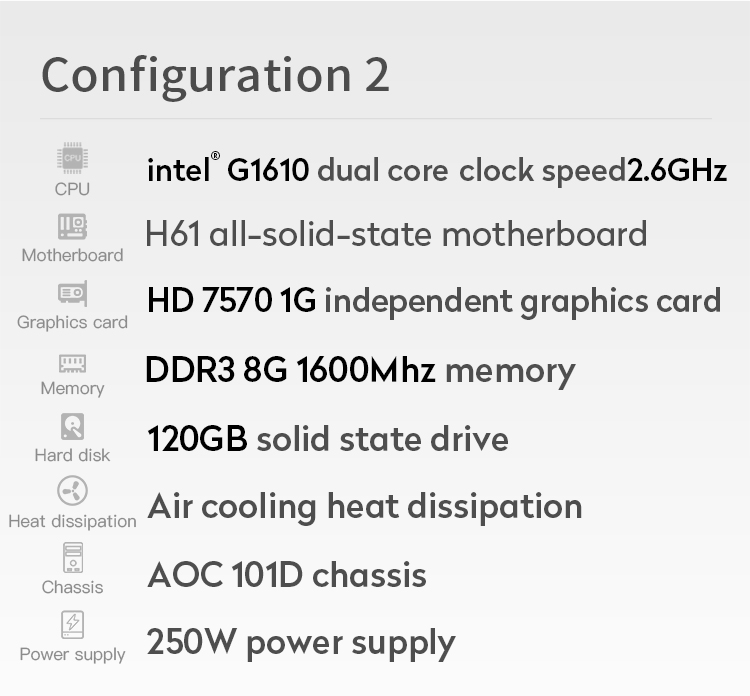 H61 Motherboard Gaming PC Desktops G1610 CPU 8G RAM 120G 256G 512G SSD