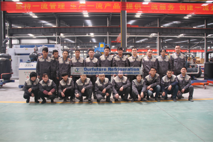 Screw compressor unit with PLC control and CSH compressor for R407C 2℃ cold store