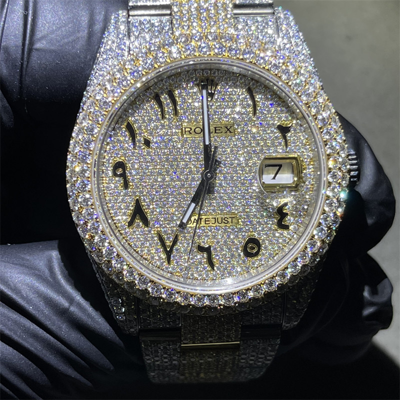 High End Jewelry Moissanite Diamond Watch Rolex 2824 Natural Diamond Watch