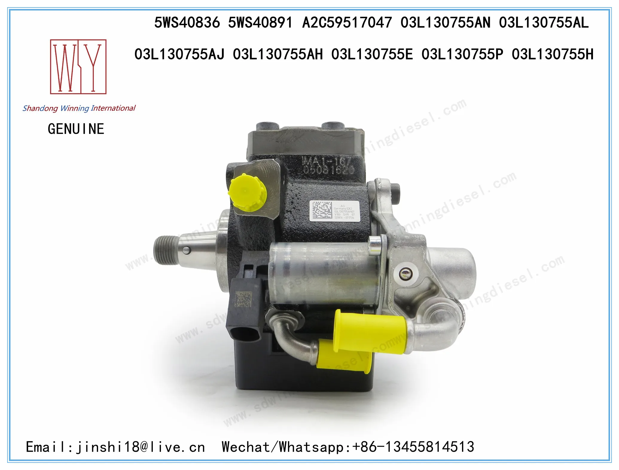 CONTINENTAL GENUINE AND BRAND NEW DIESEL COMMON RAIL FUEL PUMP 5WS40836 5WS40891 A2C59517047 03L130755AN 03L130755AL 03L