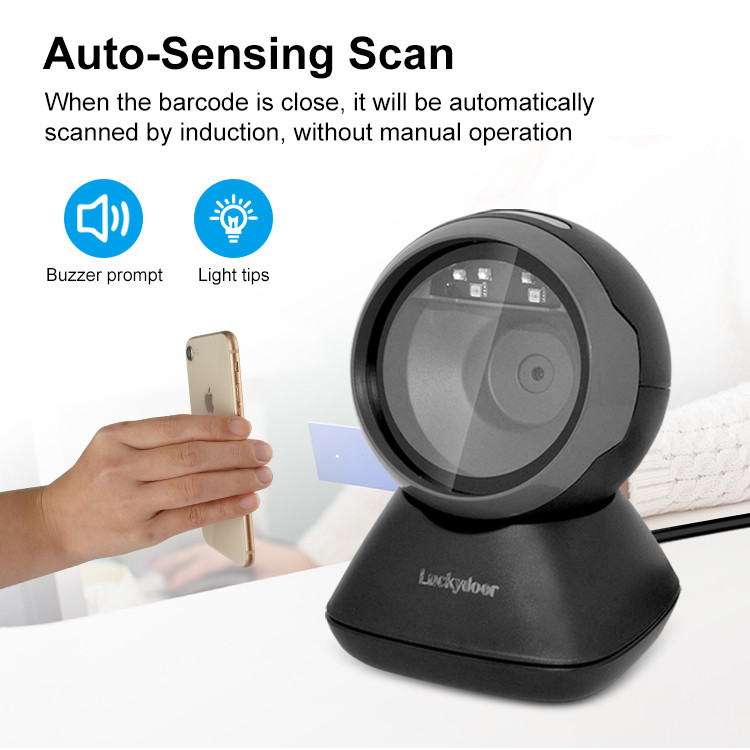 Omni Directional Hands Free QR Scanner USB Wired 1D&2D Bar Code Reader