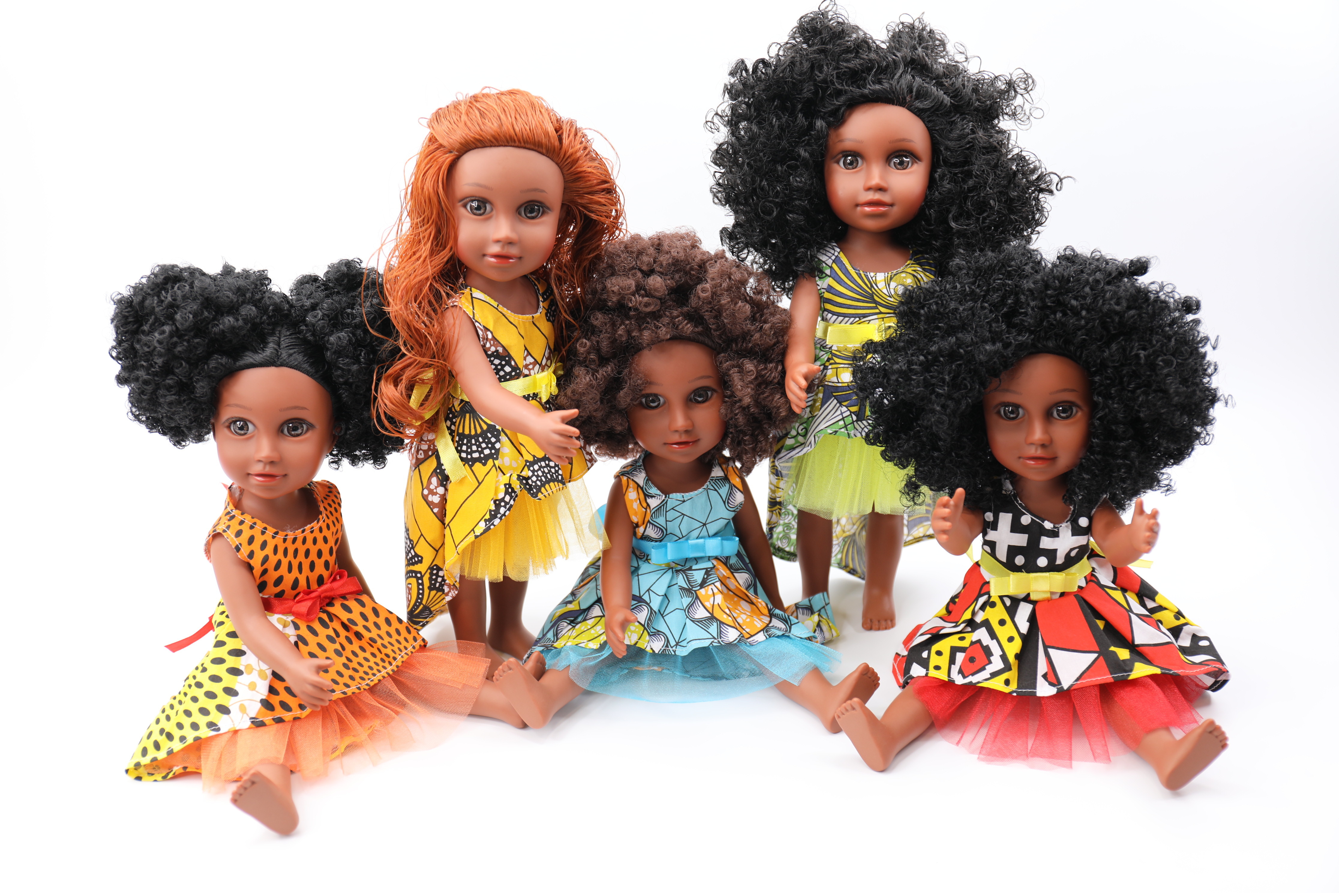 African Black Doll 35cm Vinyl Dolls customizable gift box For Kids