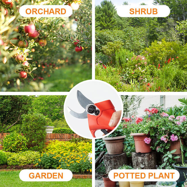 40mm Cordless Electric Pruner 4 Gears Handheld Orchard Tree Branches Cutter