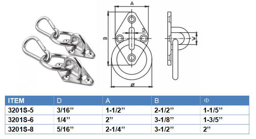 304 Stainless Steel Pad Eye Plate With Round Ring Heavy Duty Marine Deck Fittings