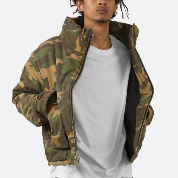 OEM Designer Puff Padded Coat Oversized Jacquard Men's Down Winter Custom Windbreaker Bubble Down Camo Puffer Jackets for Men