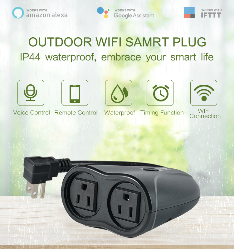 Outdoor Wifi Smart Plug Remote Control Socket With Alexa Iffft Google Assistant