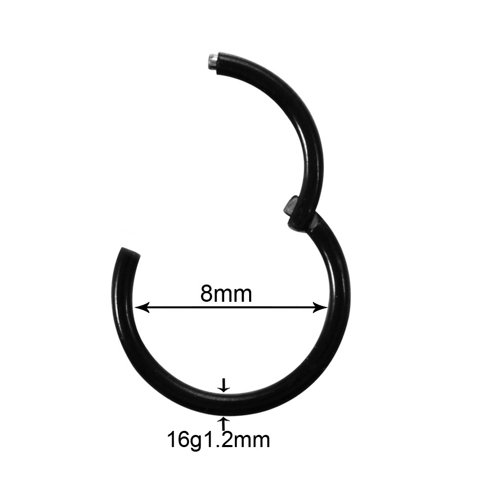 Steel Black Seamless Hinged Nose Hoop Septum Clicker Piercings Heart Star Lip Labret Ring Ear Cartilage Tragus Sexy Jewe