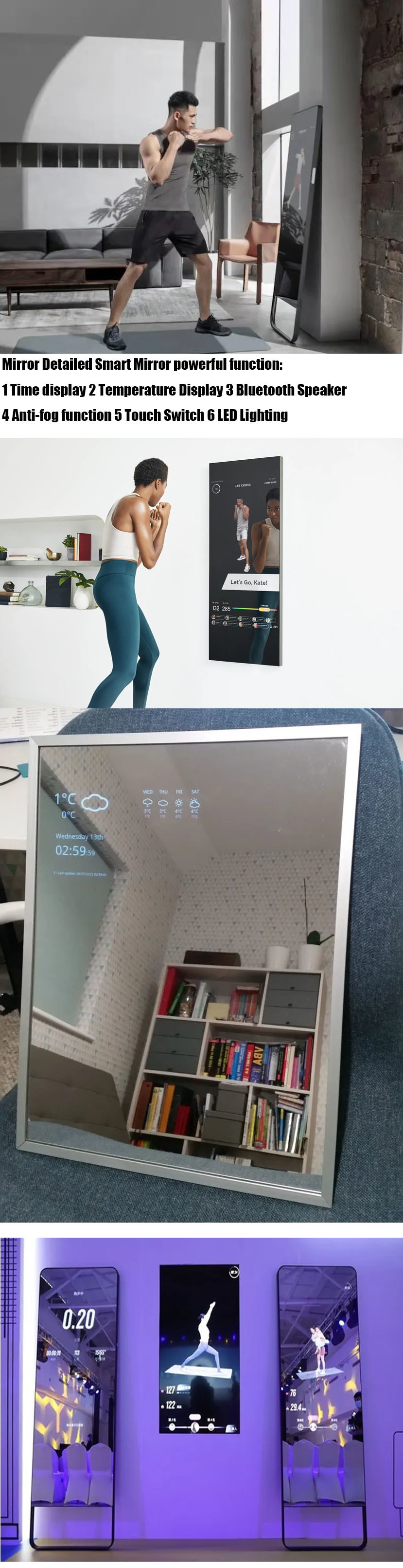 Android Smart Fitness Mirror , Touch Screen Smart Mirror Display