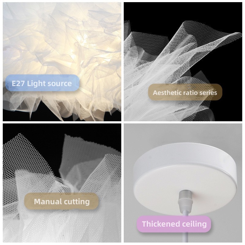 Modern Nordic Creative White Yarn LED Chandelier Simple White Cloud Pendant Light For Bedroom