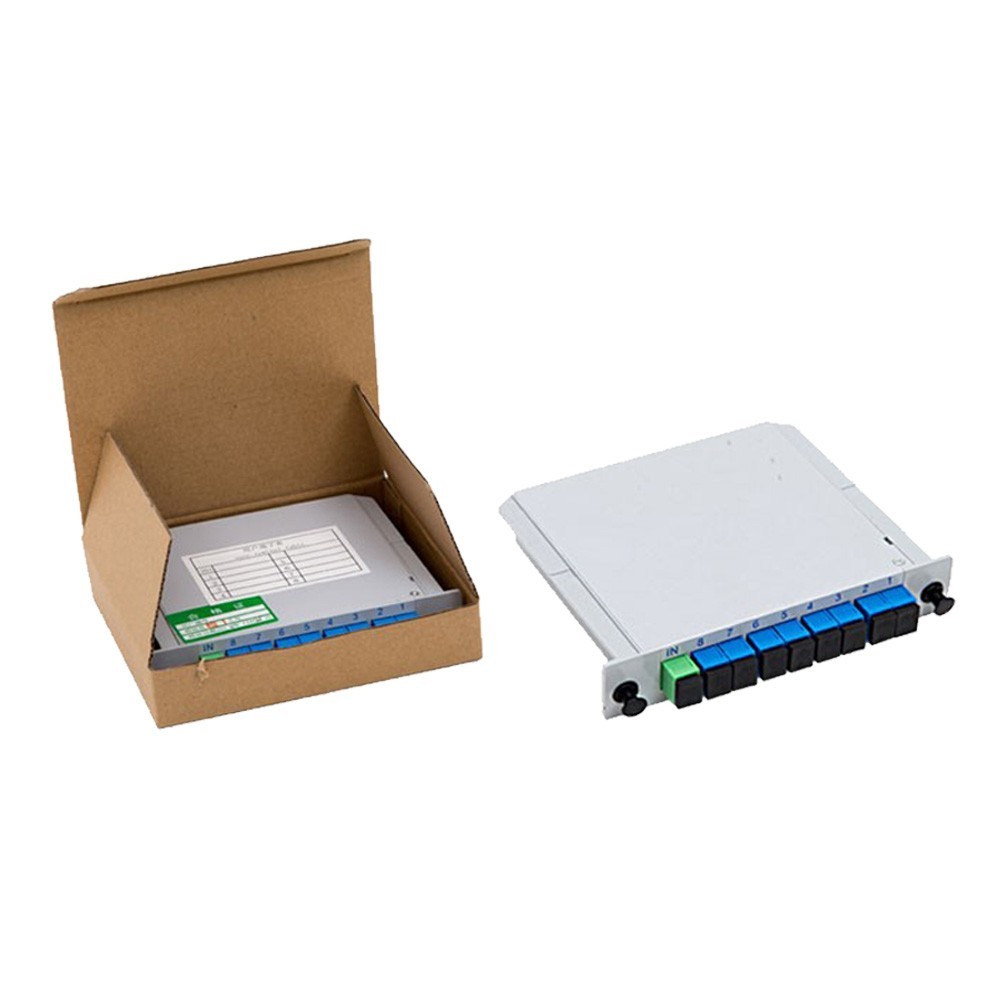 SC UPC Fiber Optic PLC Splitter DIN 1X2 PLC For FTTX / FTTH Network