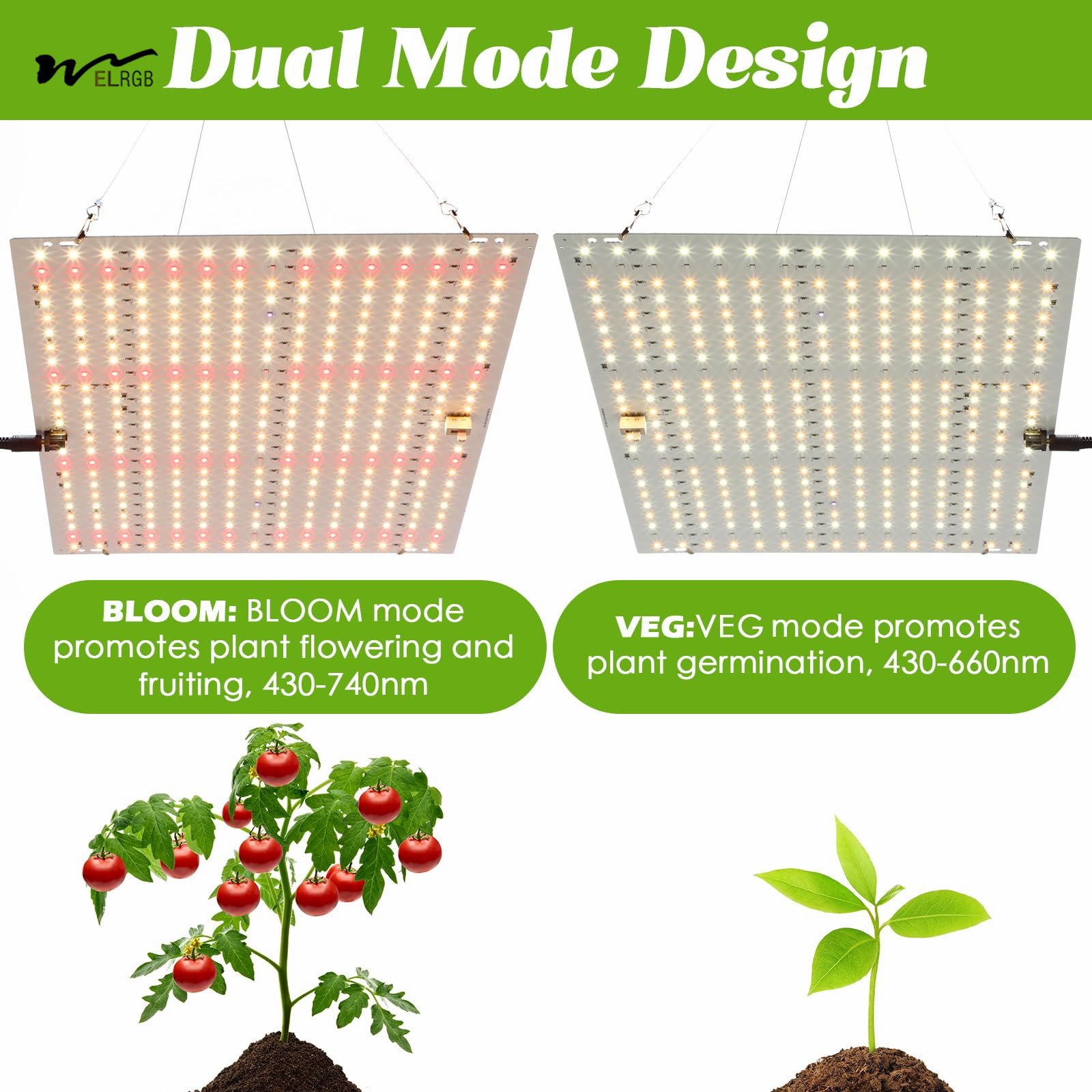 Hanging Full Spectrum LED Plant Light for Germination and Flowering in Grow Tents