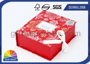 China Popular Design Printed Luxury Hinged Lid Gift Box Red Flat Pack Gift Set Fold Paper Box on sale