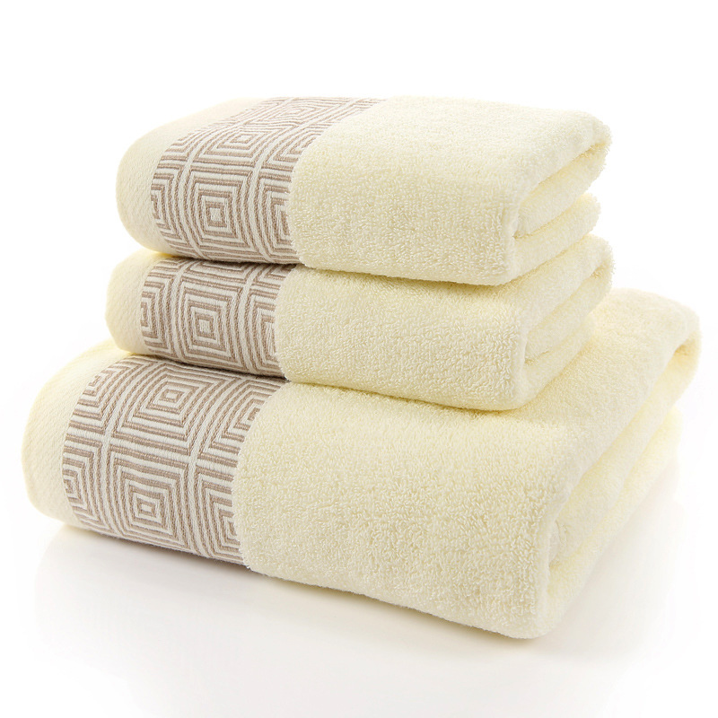 Thickened Absorbent 3pcs/1set Towels for Home Hotel Gift Sustainable 100% Cotton Fabric