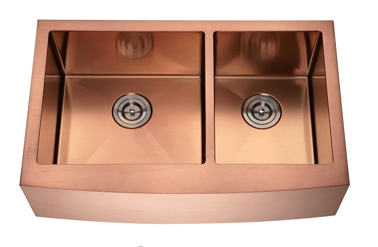 Custom Two Bowl 33 Inch Farmhouse Sink Stainless Steel Durable