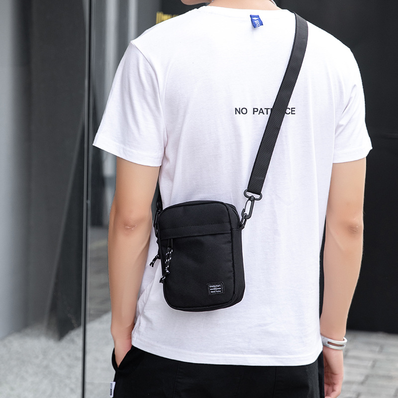 Fashion Men's Small Shoulder Bags Black Handbag Travel Wallet Mini Crossbody Bag Passport Clip Mobile Purse Strap Neck Pouch