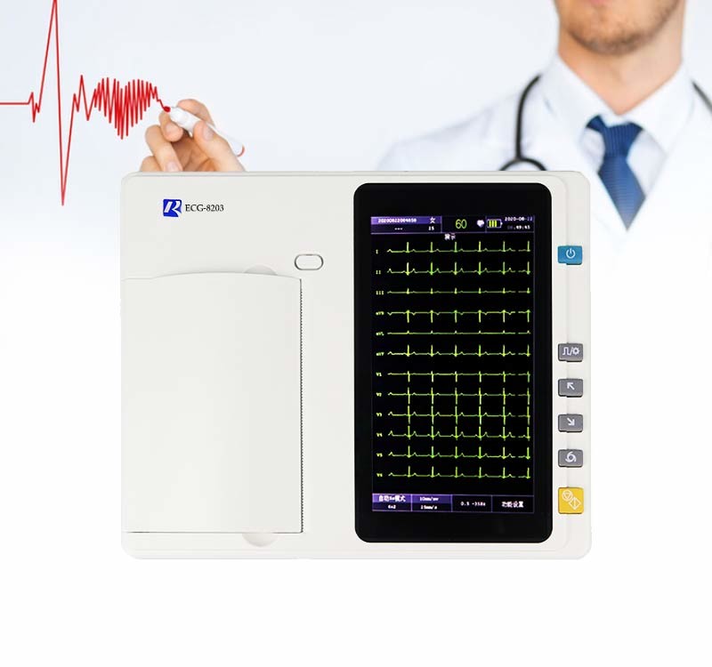 ISO Electrocardiogram 7 Inch Touch Screen 12 Leads Ecg Machine With Analyzer