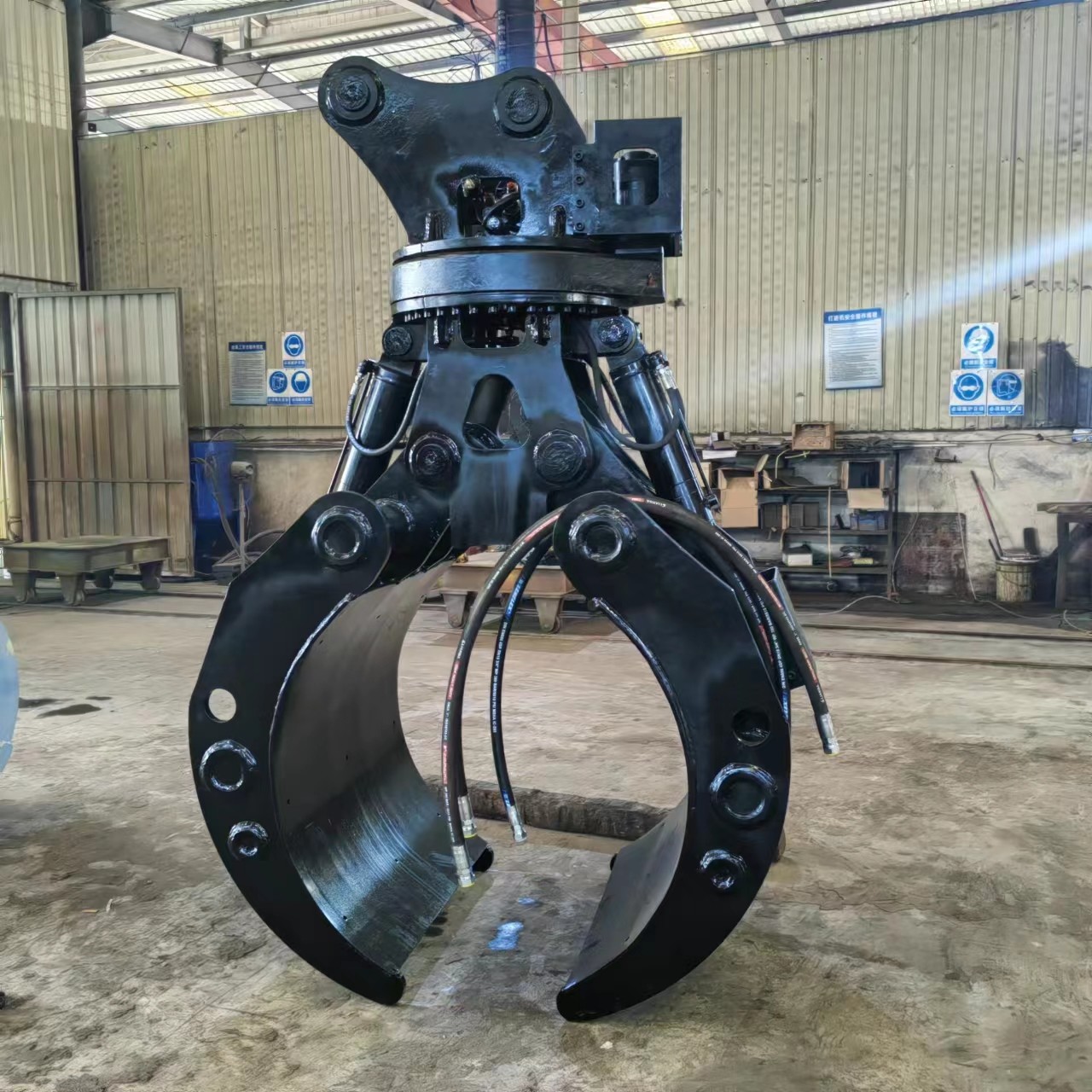 Excavator Hydraulic Rotating Grapple , Log grapple and hydraulic grapple rotator with wood grab excavator