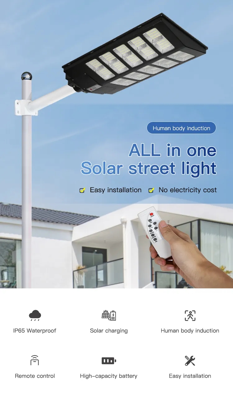 600W 800W 1000W LED Solar Powered Lights Solar Panel Street Lamp