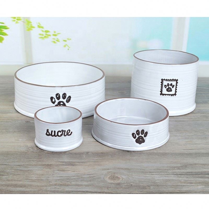 Sustainable Personalised Ceramic Dog Bowls Round Shape With Stand