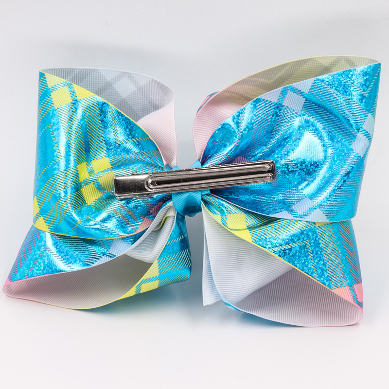 Glitter Grosgrain Cheer Hair Bows Butterfly Shape Double Face For Little Girl