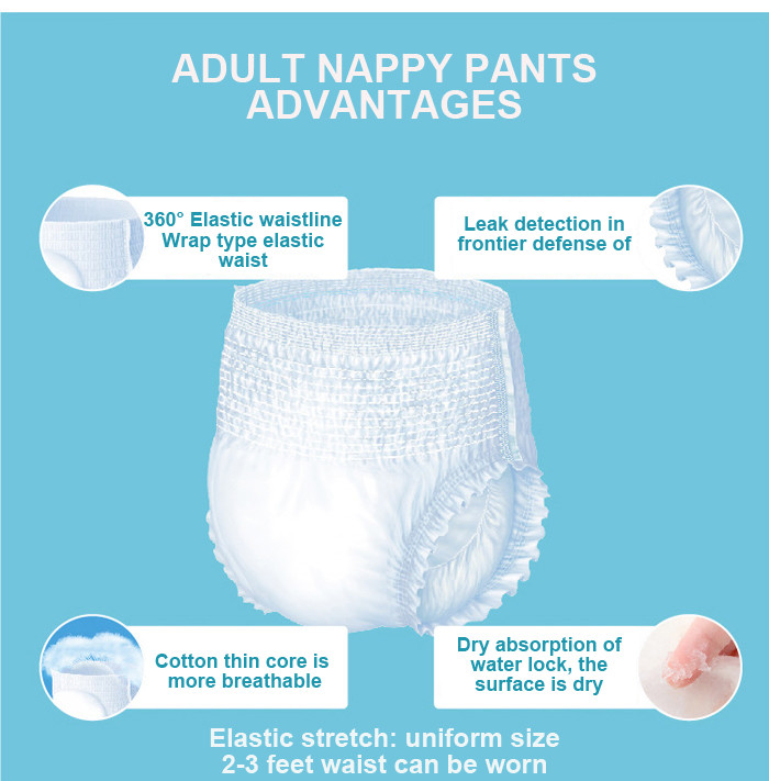 Home Care Breathable Disposable Adult Nappy Pants Are Shaped Leakproof